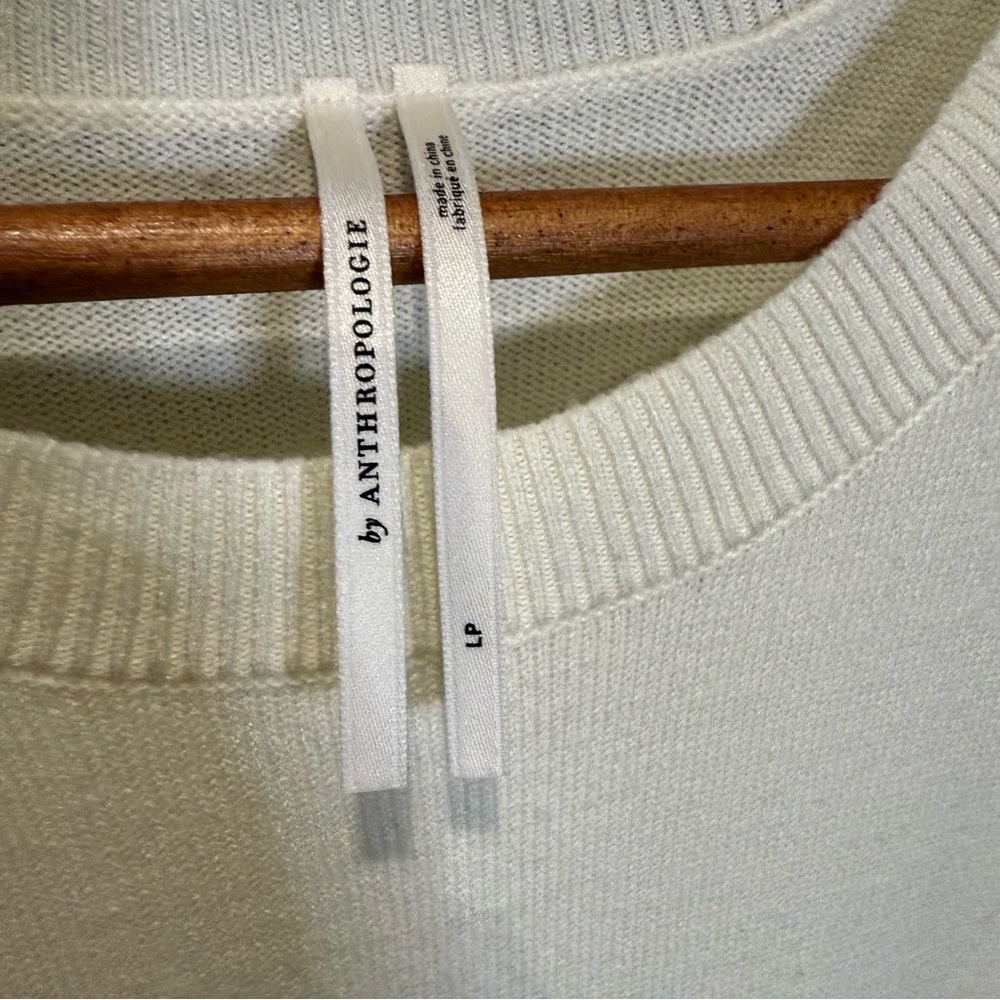Anthropologie Ivory Long-Sleeve Pleated Twofer Sweater Maxi Dress size L Preppy - Picture 8 of 15